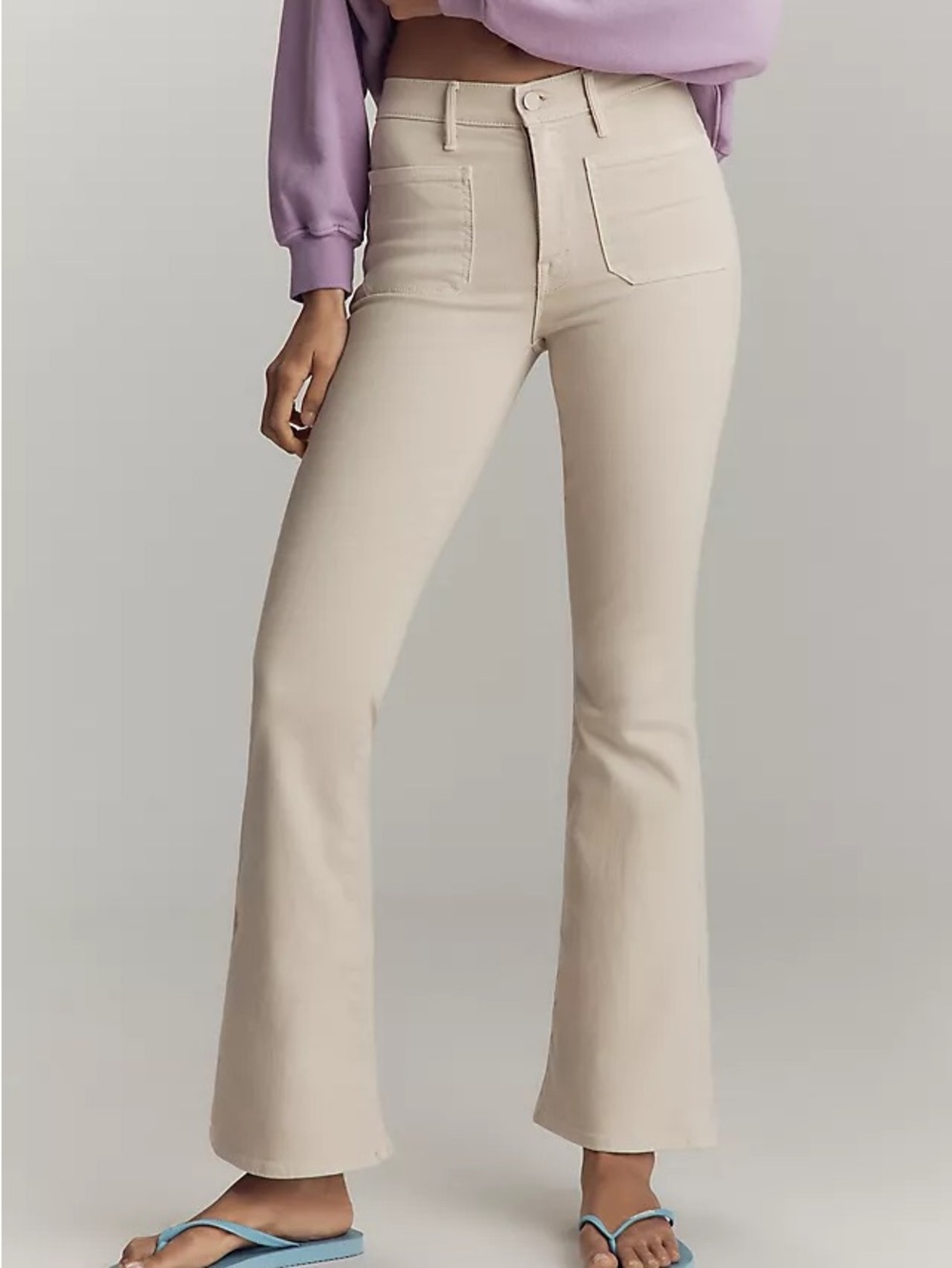 MOTHER The Patch Pocket weekender flare jean. Whacky khaki. Size 27.